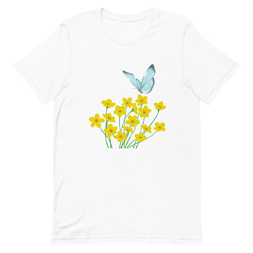 Yellow Flower & Butterfly T Shirt